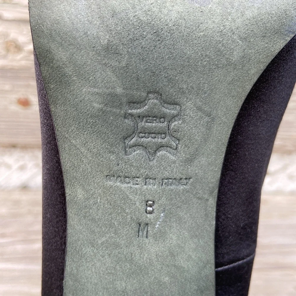 Donald J. Pliner Couture 'Rida' Black Satin & Leather Pump Women's Size 8 - Picture 12 of 13